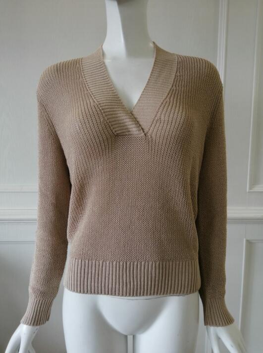 Womens knitted pullover V collar and Mesh