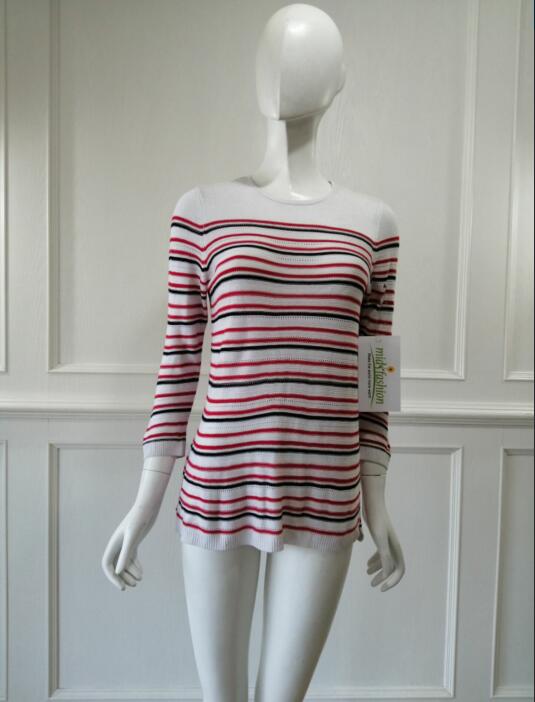 Women's knitted sweater knitwear stripe pullover china