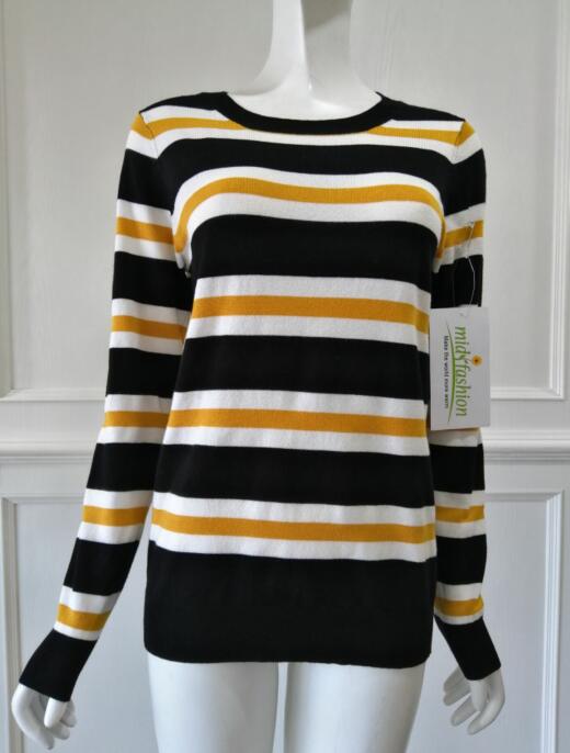 Women's knitted sweater stripes pullover knitwear china