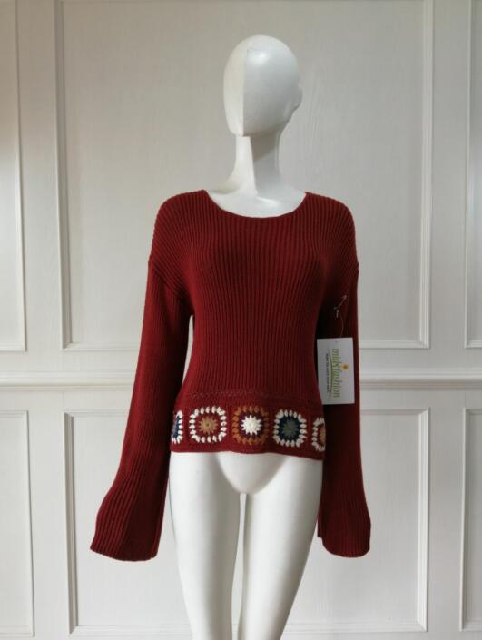 Women's knitted sweater hand crochet dress knitwear china