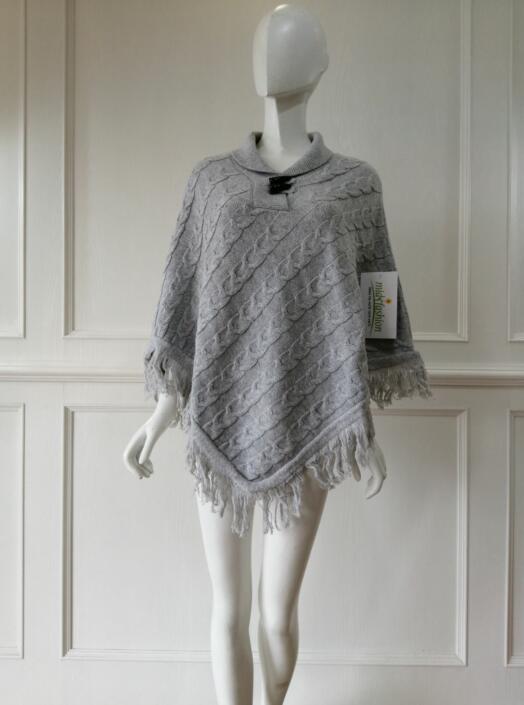 China Womens Knitted poncho pullover sweater