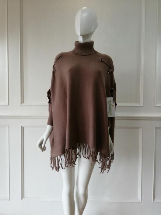 China Womens Knitted poncho pullover sweater