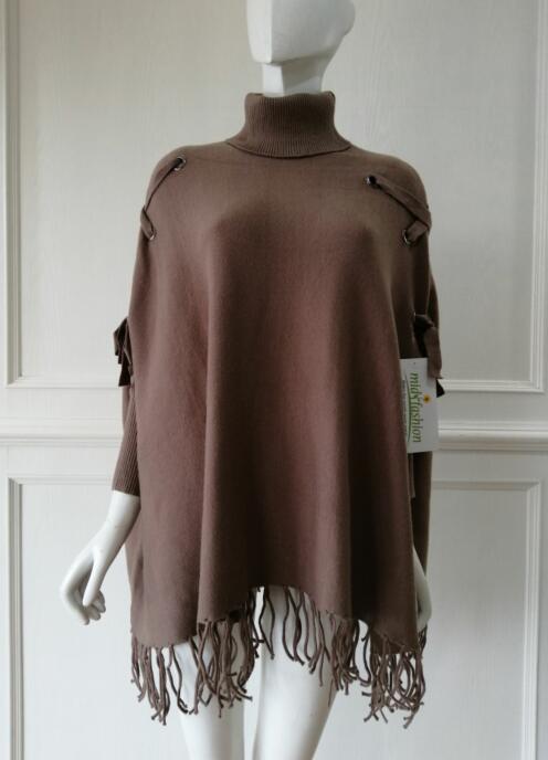 China Womens Knitted poncho pullover sweater