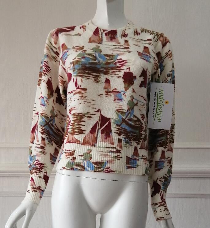 Ladies print sweater manufacturer factory in China